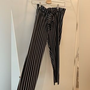 Black and white striped pants